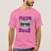 CATS RULE PINK Cute Cat Lover tshirt Tシャツ (正面)