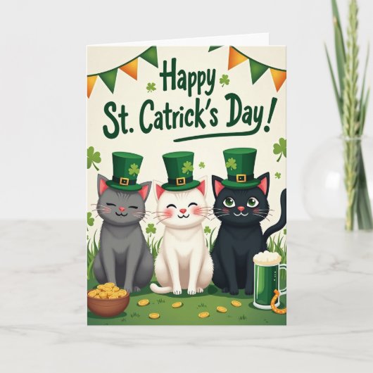 Cats St Catricks Day Fun Card カード (正面)