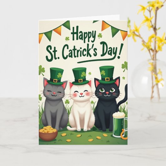 Cats St Catricks Day Fun Card カード (黄色い花)