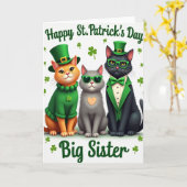 Cats St Patricks Day Big Sister Card カード (黄色い花)