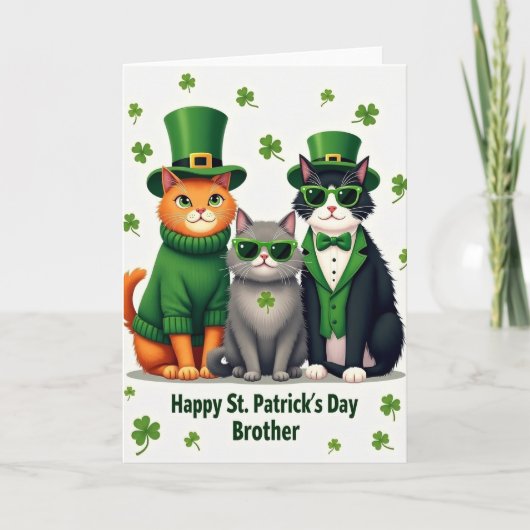Cats St Patricks Day Brother Card カード (正面)