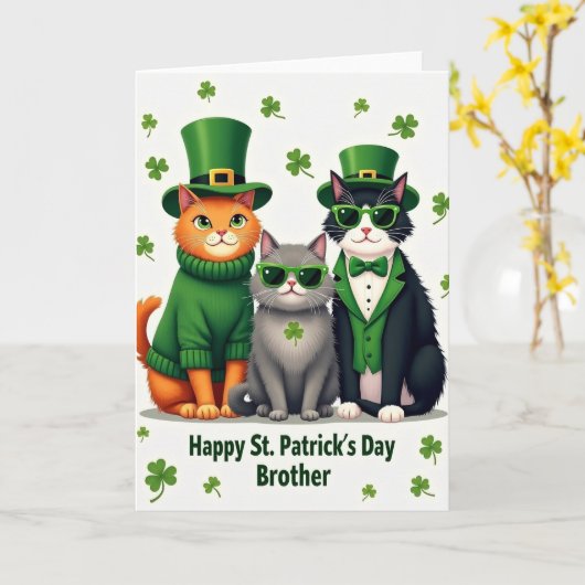 Cats St Patricks Day Brother Card カード (黄色い花)