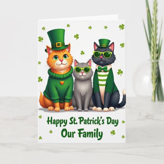 Cats St Patricks Day Family Card カード (正面)