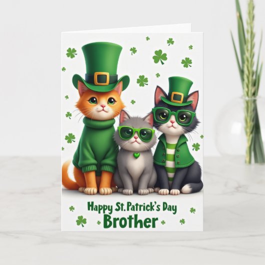 Cats St Patricks Day Faux Gold Card カード (正面)
