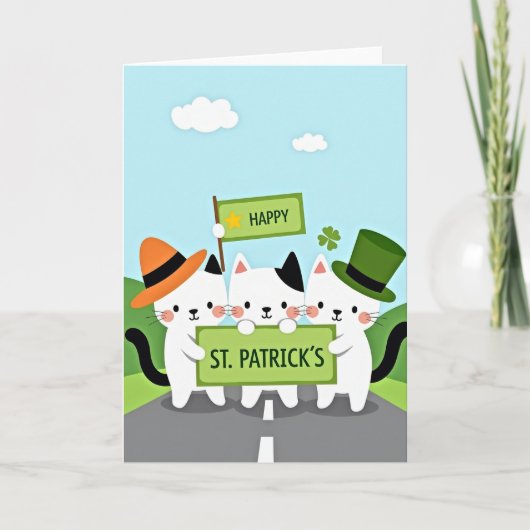 Cats St Patricks Day Fun Card カード (正面)
