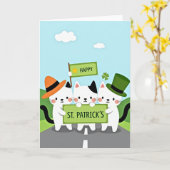 Cats St Patricks Day Fun Card カード (黄色い花)