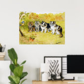 Cats Staring at a Little Bird, Louis Wain ポスター (ホームオフィス)