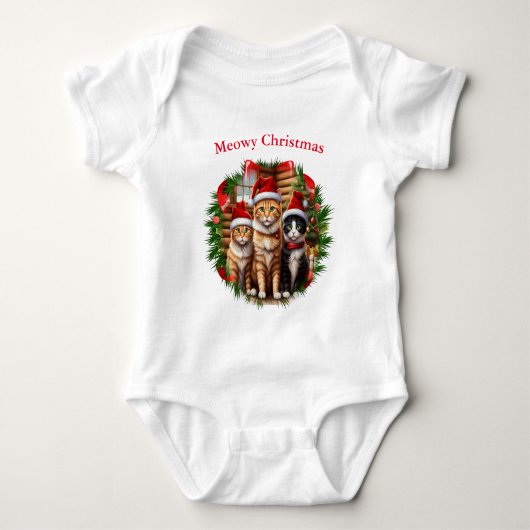 Cats Tシャツクリスマス ベビーボディスーツ (正面)