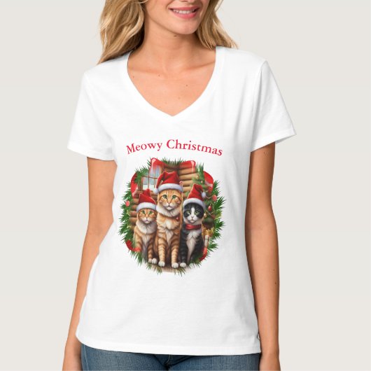 Cats Tシャツクリスマス Tシャツ (正面)