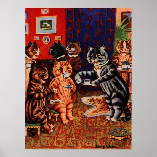 Cats Teaパーティーby Louis Wain ポスター (正面)