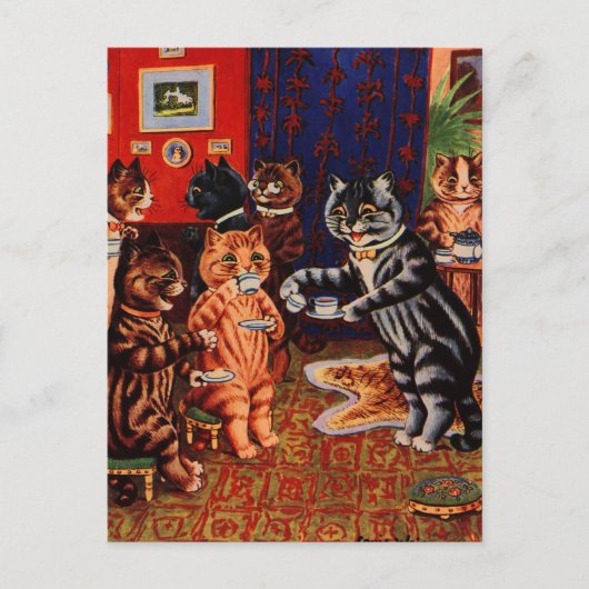 Cats Teaパーティーby Louis Wain Card ポストカード (正面)