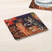 Cats Teaパーティーby Louis Wain Coaster スクエアペーパーコースター (アングル)