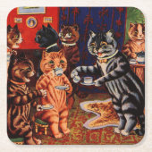 Cats Teaパーティーby Louis Wain Coaster スクエアペーパーコースター (正面)