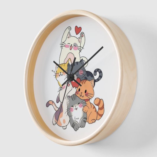 Cats Together Wall Clock 壁時計 (傾斜)