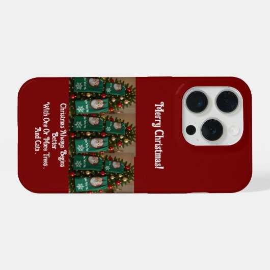 Cats Towels In Christmas Tree, photo,humor iPhoneケース (裏面横)