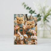 Cats Under Cherry Blossoms in Japan シーズンポストカード (スタンド正面)