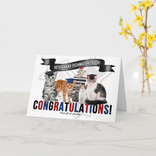 CATS Vet Tech RVT卒業祝い カード (黄色い花)