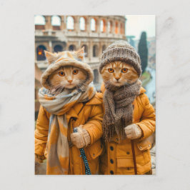 Cats Visiting the Colosseum in Rome シーズンポストカード