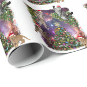 cats wearing Santa hats, with Christmas trees  ラッピングペーパー (ロールコーナー)