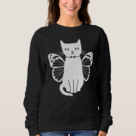 Cats With Butterflies Cute Cats Cat  I Cute Cat スウェットシャツ (正面)