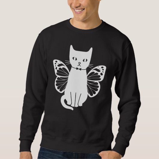 Cats With Butterflies Cute Cats Cat  I Cute Cat スウェットシャツ (正面)