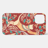 Cats with ornaments,branches with flowers and leav Case-Mate iPhoneケース (裏面 (横))