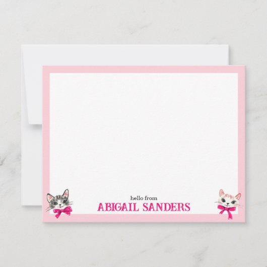 Cats with Pink Bows Note Card ノートカード (正面)
