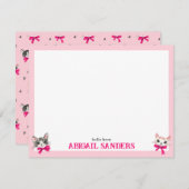 Cats with Pink Bows Note Card ノートカード (正面/裏面)