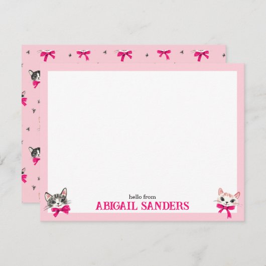 Cats with Pink Bows Note Card ノートカード (正面/裏面)