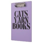 Cats Yarn Books Purple Background Gift  クリップボード (左)