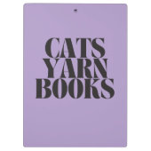 Cats Yarn Books Purple Background Gift  クリップボード (裏面)