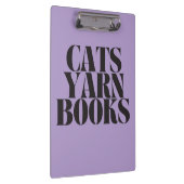Cats Yarn Books Purple Background Gift  クリップボード (右)