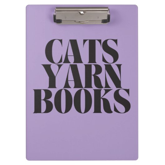 Cats Yarn Books Purple Background Gift  クリップボード (正面)