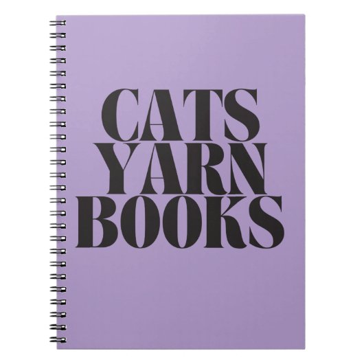 Cats Yarn Books Purple Spiral Notebook ノートブック (正面)