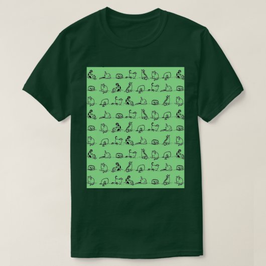 Cats Yoga Class On 淡い色の Green Cat Yoga Graphic Tシャツ (デザイン正面)