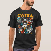 Catsa Cat Astronauts Kitten Space Astronomy Cartoo Tシャツ (正面)
