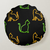 catsabstract、animal、art、artiを使用したシームレスなパターン ラウンドクッション (裏面)