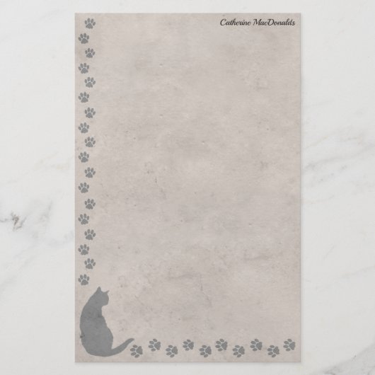 CatSilhouette & PawPrints w/out your Name 便箋 (正面)