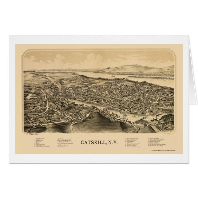 CatskillのNYのパノラマ式の地図- 1889年 (正面横)