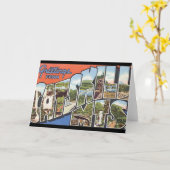 Catskill Mtsの。_Vintage旅行ポスターからの挨拶 カード (黄色い花)