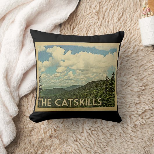Catskillsニューヨークのヴィンテージ旅行 クッション (ブランケット)