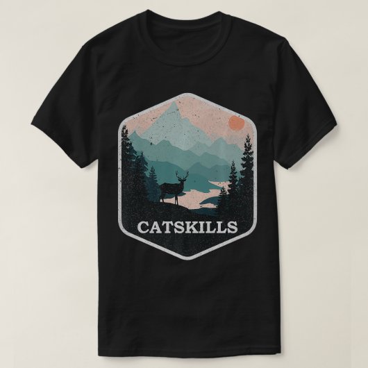 Catskillsニューヨーク山脈ヴィンテージ自然ハイキング Tシャツ (デザイン正面)