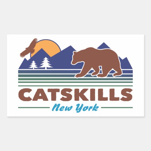 Catskills New York 長方形シール (正面)