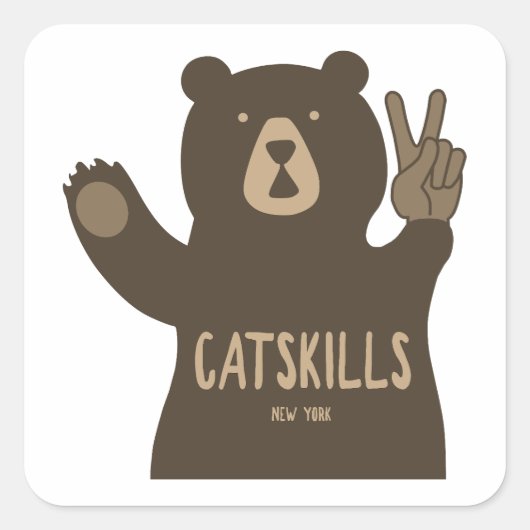 Catskills New York Peace Bear スクエアシール (正面)