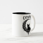 「CATSPIRE:ゴシック様式の月と猫のマグカップデザイン ツートーンマグカップ (正面右)
