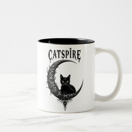 「CATSPIRE:ゴシック様式の月と猫のマグカップデザイン ツートーンマグカップ (右)