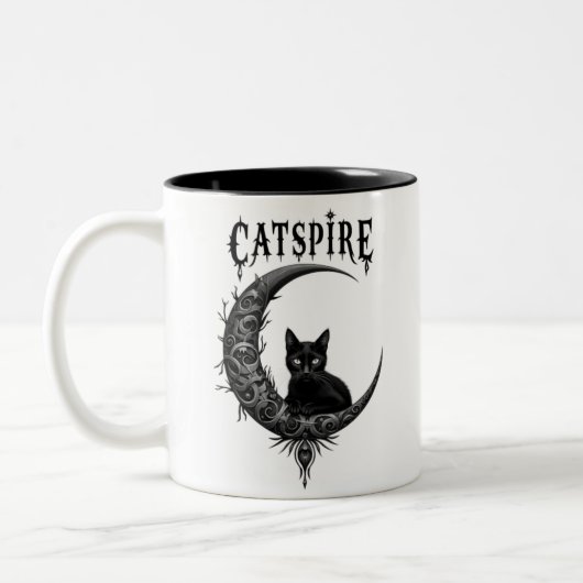 「CATSPIRE：ゴシック様式の月と猫のマグカップデザイン ツートーンマグカップ (左)