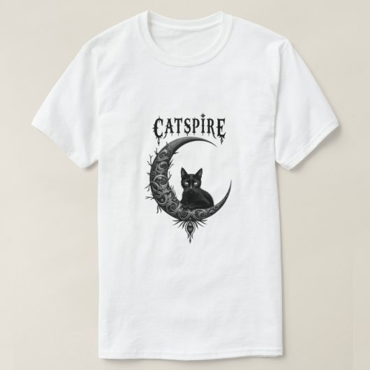 CATSPIRE: Gothic Moon & Cat T-Shirtデザイン Tシャツ (デザイン正面)