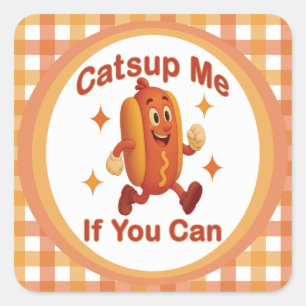Catsup私もしはホットドッグおもしろいが出来る – Ketchup Pun スクエアシール