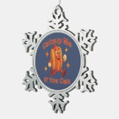 Catsup私もしはホットドッグおもしろいが出来る – Ketchup Pun スノーフレークピューターオーナメント (右)